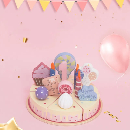 Set tort aniversar de jucarie din lemn My Little Birthday cake Kabi [2]