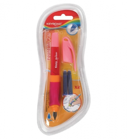 RECHIZITE - Stilou cu penita +3 rezerve cerneala Keyroad Fountain Pen roz