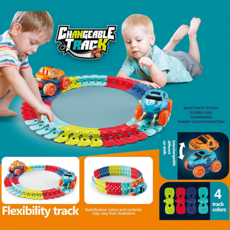 Traseu de masinute flexibil multicolor si masinuta cu caroserii interschimbabile 184 de piese [6]