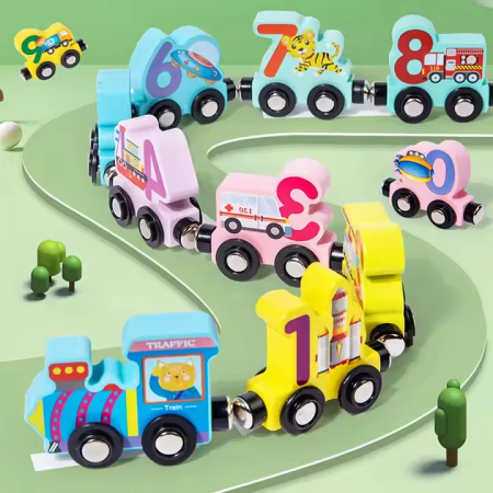 Trenulet din lemn cu prinderi magnetice 11 piese [1]