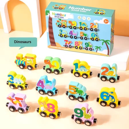 Jucării - Trenulet din lemn cu prinderi magnetice 11 piese