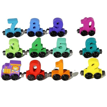 Trenulet din lemn cu prinderi magnetice, Model numere, 11 vagoane [1]