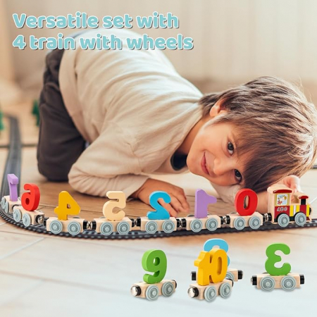 Trenuleţ din lemn cu vagoane numerotate de la 0 la 10 Digital Train [3]