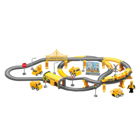 Trenulet electric cu sine si accesorii 92 de piese DIY Track Engineering train [3]