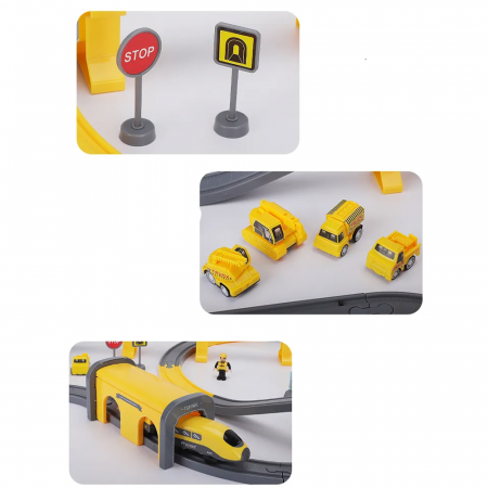 Trenulet electric cu sine si accesorii 92 de piese DIY Track Engineering train [4]