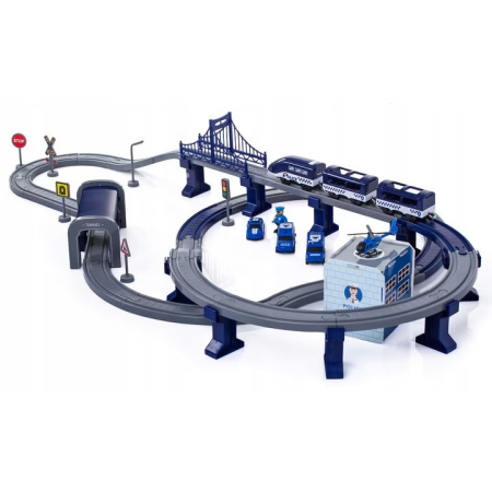 Trenulet electric cu sine si accesorii 92 de piese politie DIY Police train [1]