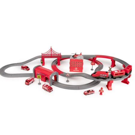 Trenulet electric cu sine si accesorii 92 de piese pompieri DIY Track fire rescue train [3]