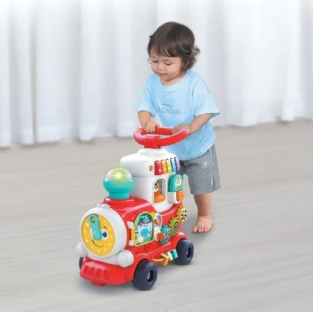 Trenulet interactiv 4 in 1 Hola Toys Push Walker & Ride-on Learning Train [2]