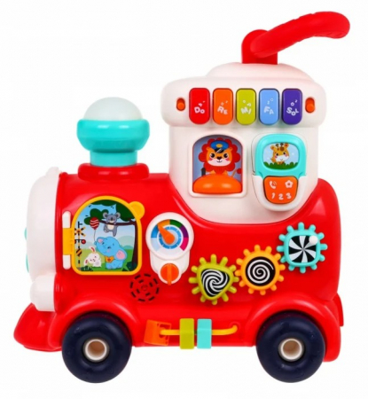 Trenulet interactiv 4 in 1 Hola Toys Push Walker & Ride-on Learning Train [7]