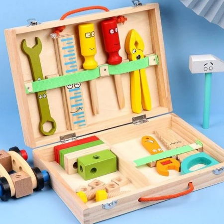 Jucării de rol - Trusa de scule din lemn micul constructor Simulation Toolbox 34 de piese