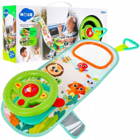 Jucării interactive - Volan auto cu sunete şi lumini pentru călătoriile cu maşina Hola Toys Car Steering Wheel