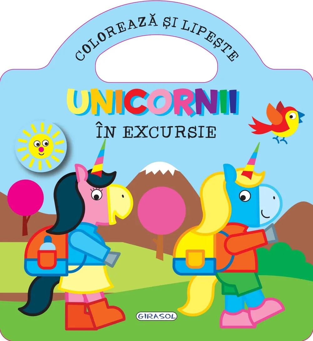 Coloreaza si lipeste. Unicornii in excursie
