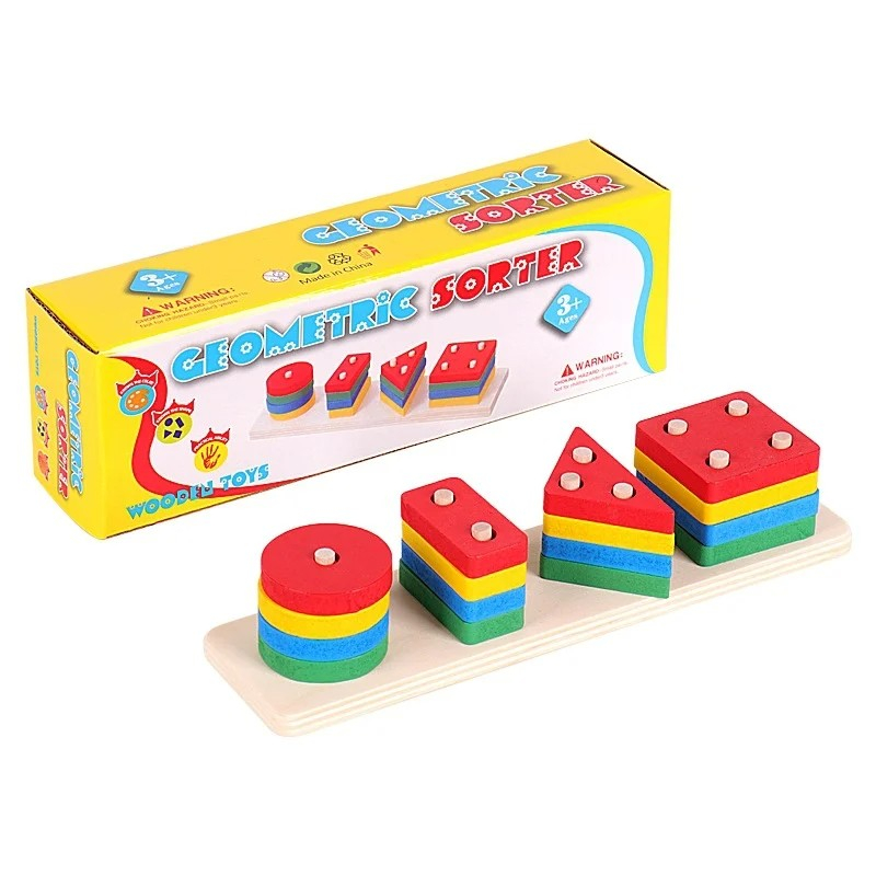Joc de tip Montessori - Sortator cu 4 forme geometrice - Geometric Sorter