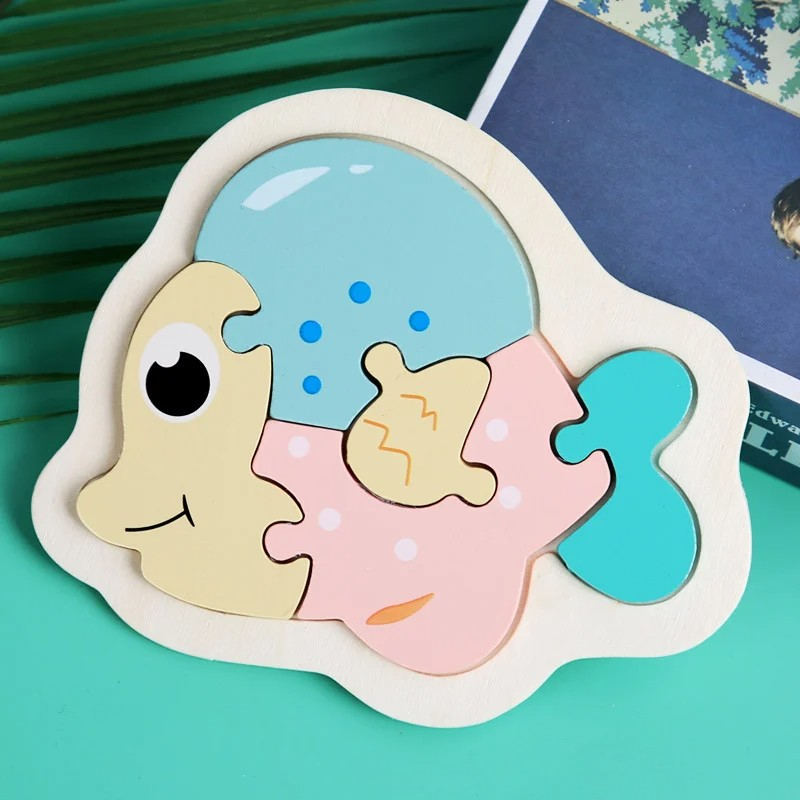 Puzzle mic din lemn 3D animale peste