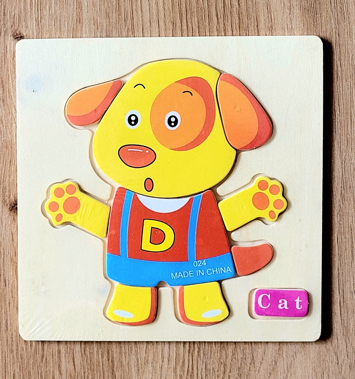 Puzzle mic din lemn fructe, animale, vehicule cu denumire in limba engleza Catel