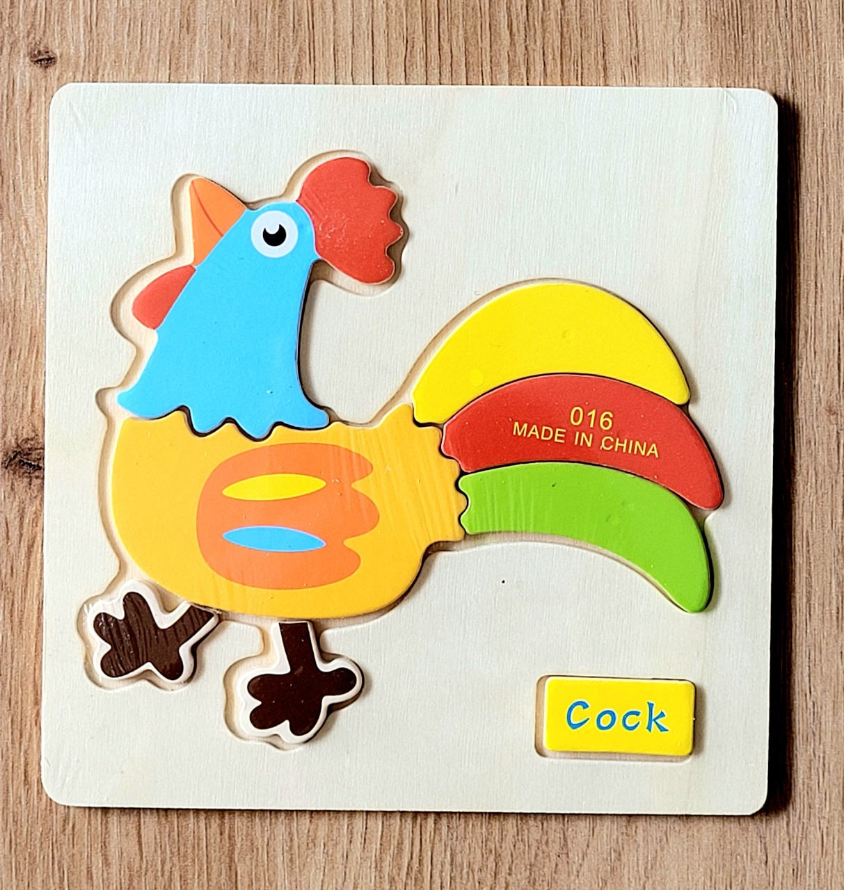 Puzzle mic din lemn fructe, animale, vehicule cu denumire in limba engleza cocos
