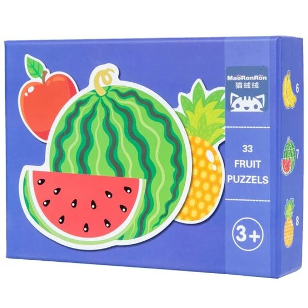 Set 6 puzzle din carton cu piese mari 33 de piese Fructe