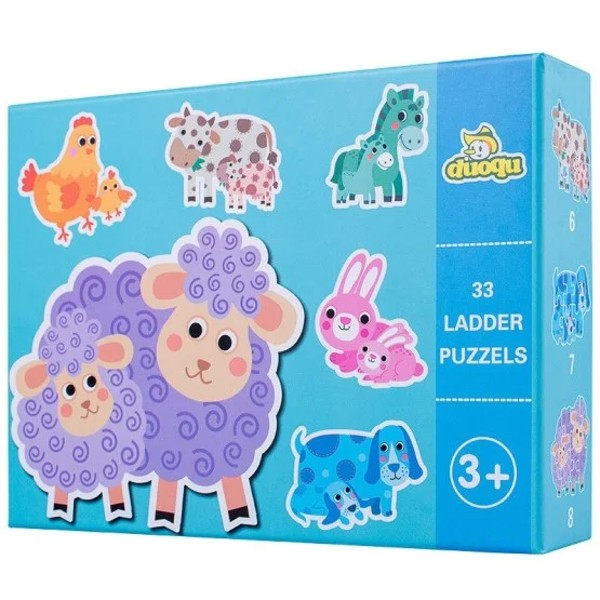 Set 6 puzzle din carton cu piese mari 33 de piese Animale de la ferma