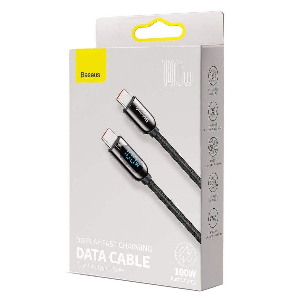 Cablu de Date Type-C la Type-C 100W, Fast Charging, 2m Baseus Display (CATSK-C01) Negru [7]