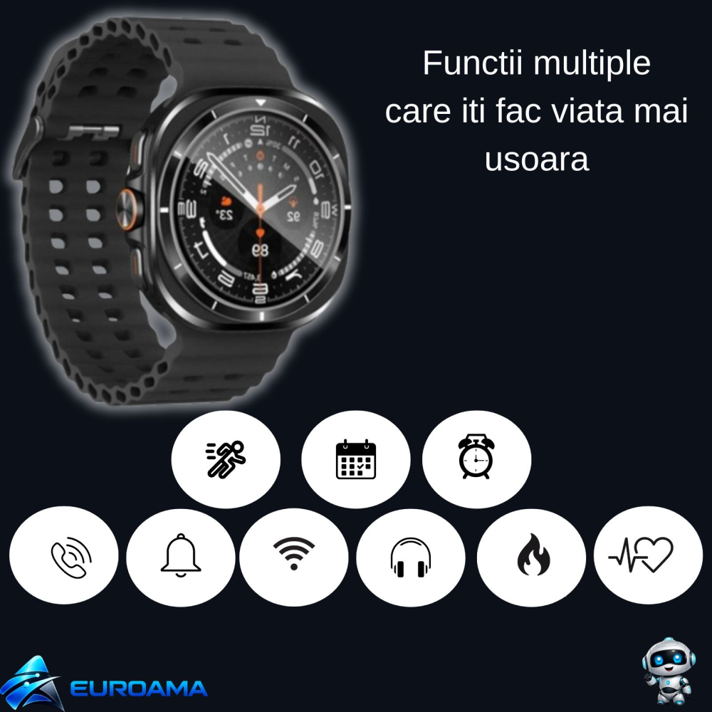 Ceas Smart AMOLED 1.43”  functii inteligente Smartwatch XO Ultra Negru [2]