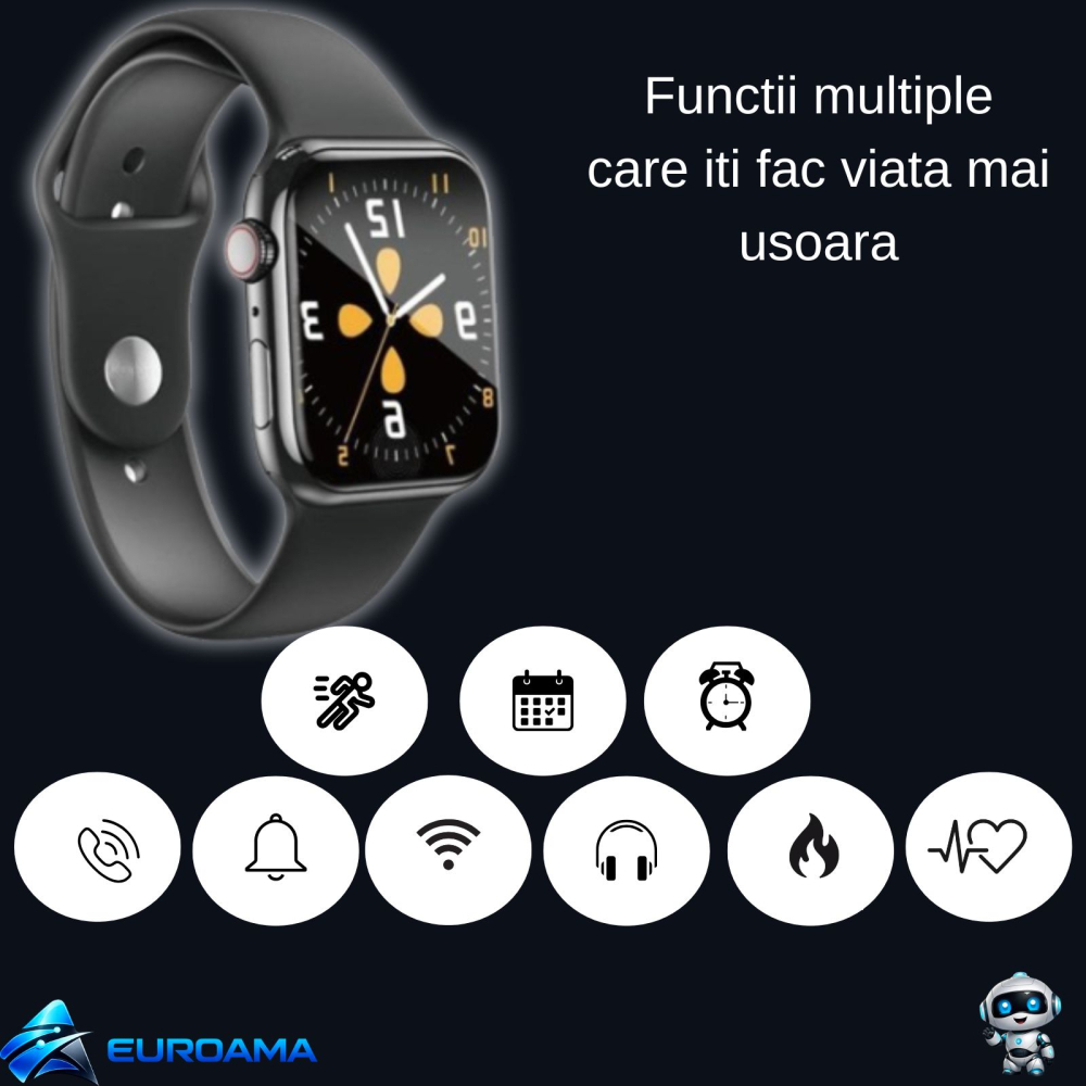 Ceas Smart Negru, Ecran 1.83” IPS TFT, Monitorizare Sănătate, Moduri Sport, IP56, Compatibil Android & iOS – XO M50 Pro [3]