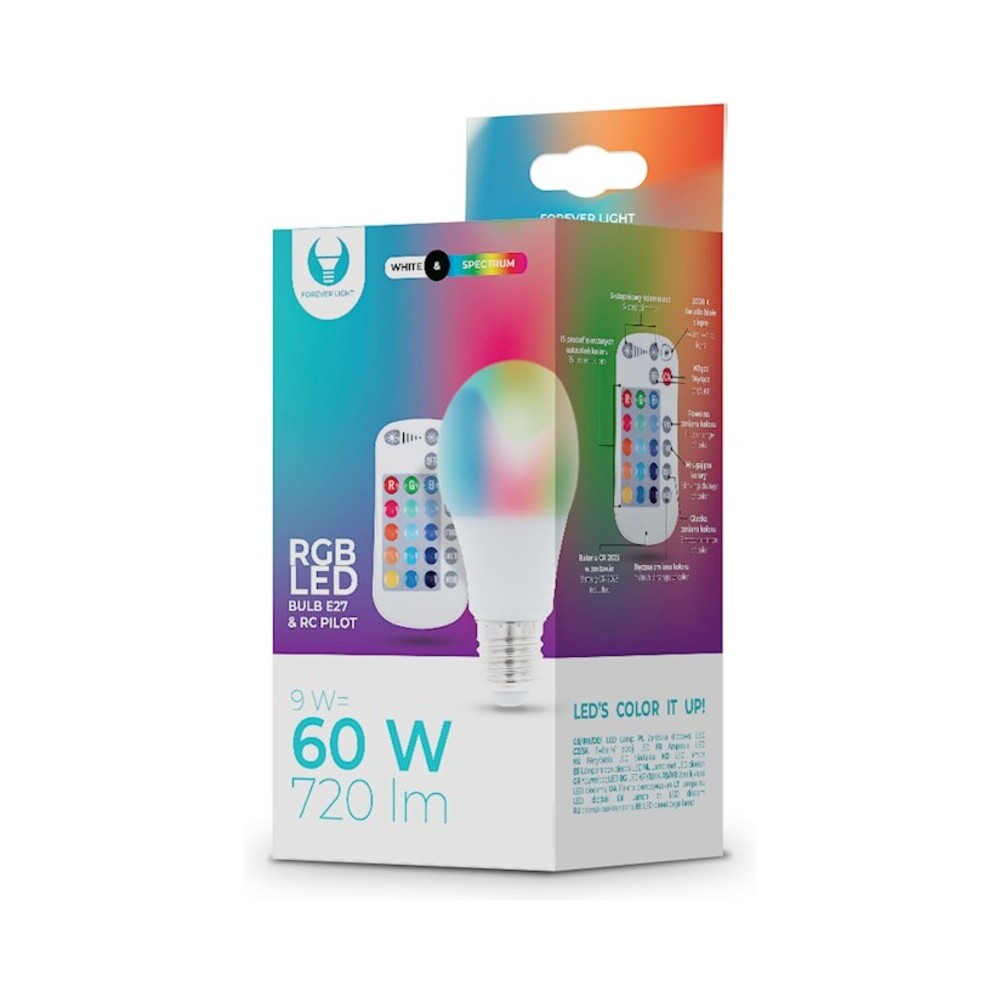 Bec LED RGB A60 E27 cu telecomandă – control total al atmosferei Forever [2]
