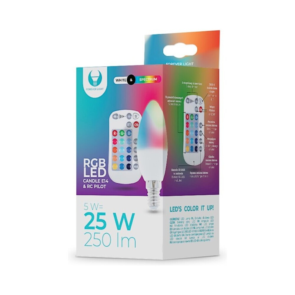 Bec LED RGB C37 E14 cu telecomandă – decor inteligent Forever [2]