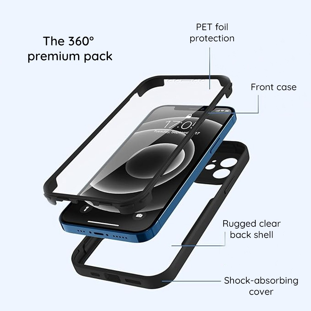 Husa iPhone 15 Pro Max 360 grade silicon TPU transparenta Negru [4]