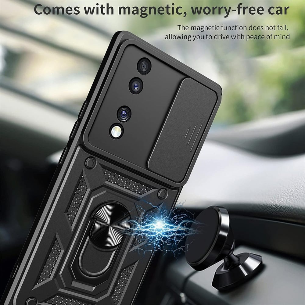 Husa Antisoc Honor 70 Protectie Camera, Inel Stand, Negru – Techsuit TCSS [6]