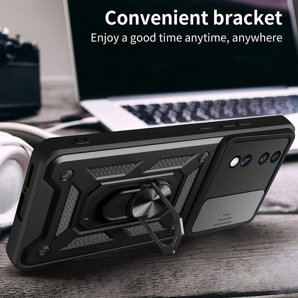 Husa Antisoc Honor 70 Protectie Camera, Inel Stand, Negru – Techsuit TCSS [5]