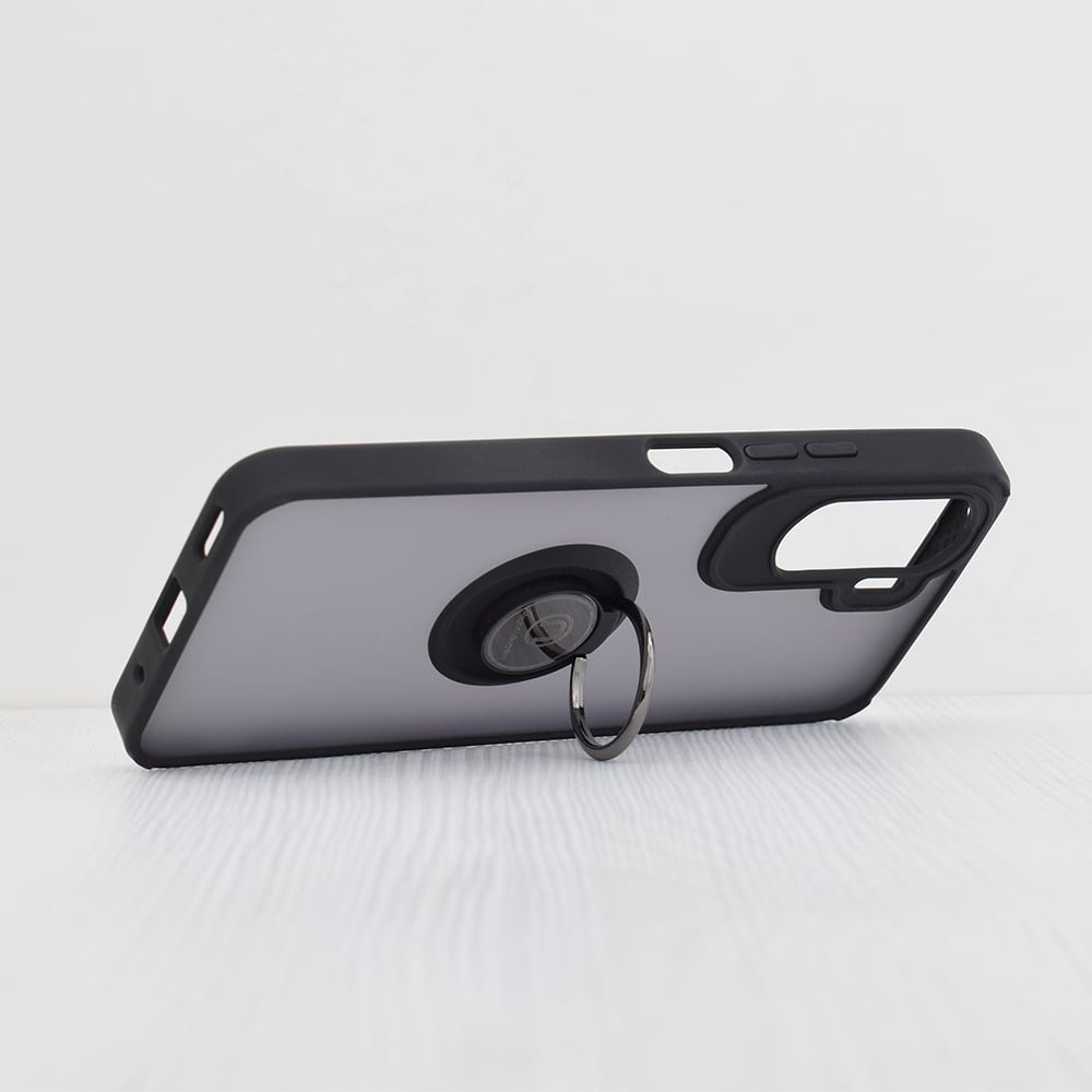 Husa Antisoc Honor Honor 90 Lite cu Inel Rotativ Stand, Negru, TPU + Policarbonat Glinth [2]