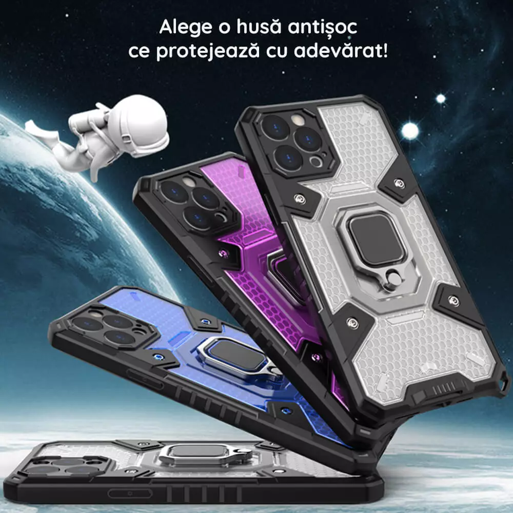 Husa Antisoc iPhone 12 Pro cu Inel Albastru Techsuit HNCB [10]