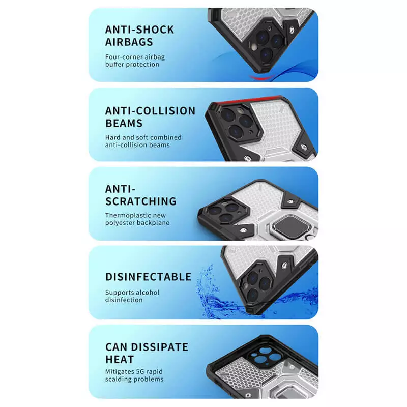 Husa Antisoc iPhone 12 Pro cu Inel Albastru Techsuit HNCB [8]