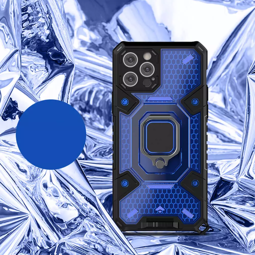 Husa Antisoc iPhone 12 Pro cu Inel Albastru Techsuit HNCB [2]