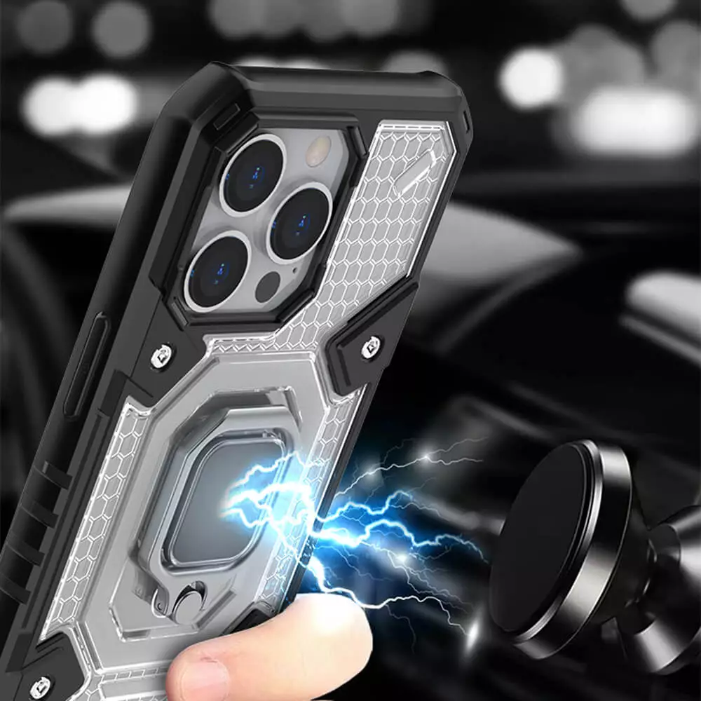 Husa Antisoc iPhone 13 Pro cu Inel Mov Techsuit HNCB [6]