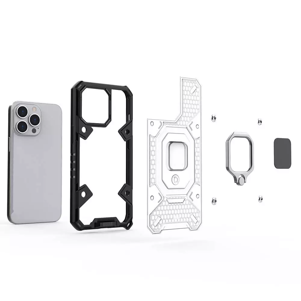 Husa Antisoc iPhone 13 Pro cu Inel Mov Techsuit HNCB [2]