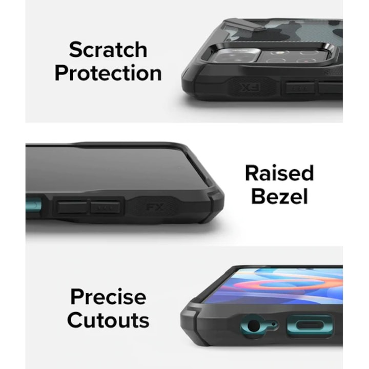 Husă Antisoc Xiaomi Redmi Note 11S / Note 11T 5G / Poco M4 Pro Army, Protecție Colțuri Ranforsate, Policarbonat + Silicon – Ringke FXD [3]