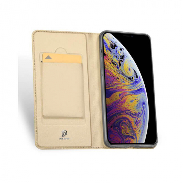 Husa Flip Apple iPhone 12 Tip Carte Auriu Skin DuxDucis [2]
