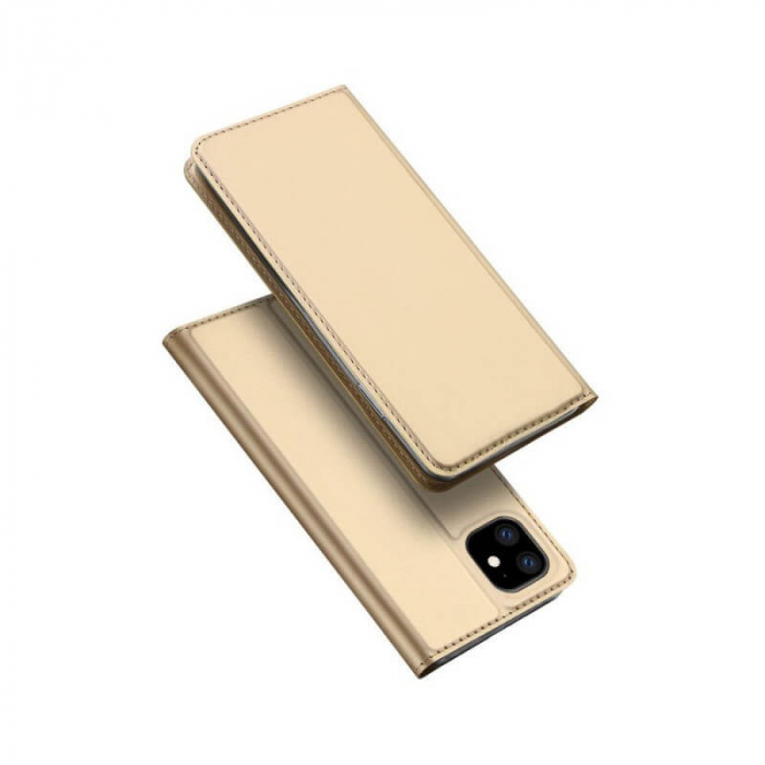 Husa Flip Apple iPhone 12 Mini Tip Carte Auriu Skin DuxDucis [5]