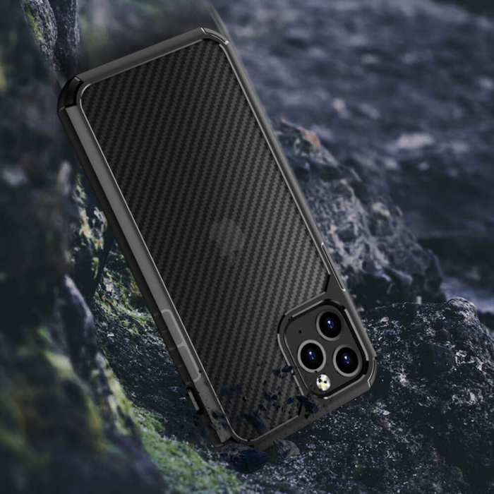 Husa Carbon Iphone 12 Pro Antisoc Negru Fuse [7]