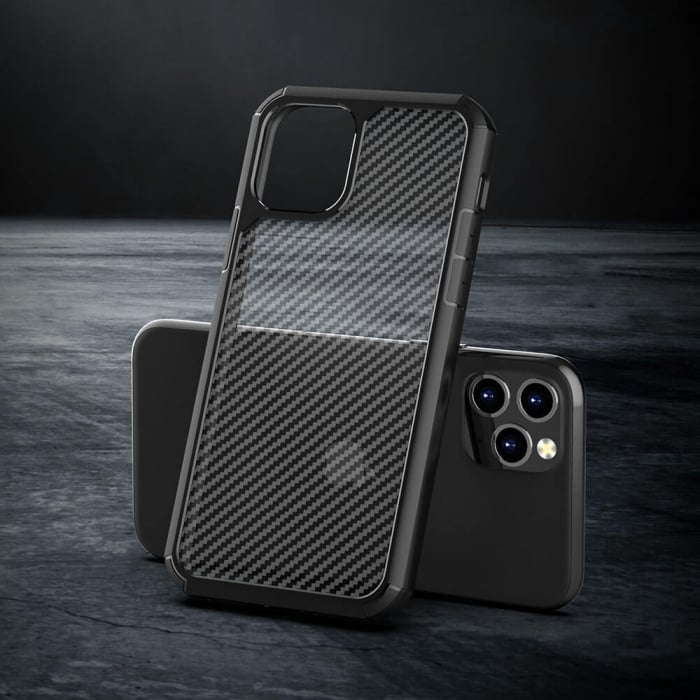 Husa Carbon Iphone 12 Pro Max Antisoc Negru Fuse [13]