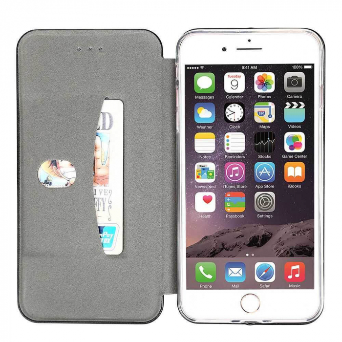 Husa Flip Apple iPhone 12 Tip Carte Magnetica Negru Fit [3]