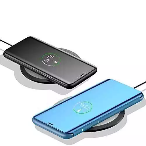 Husa Flip Samsung Galaxy A32 4G Tip Carte Clear View Oglinda Gen Albastru [2]