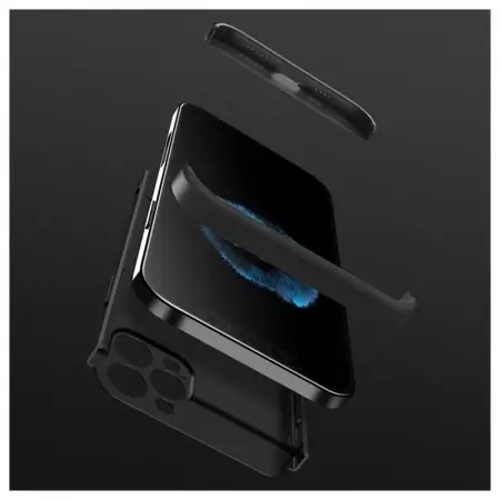 Husa + Folie iPhone 13 Pro 360 Grade Antisoc Fata Spate Negru GKK [2]