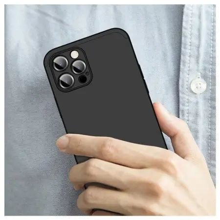 Husa + Folie iPhone 13 Pro 360 Grade Antisoc Fata Spate Negru GKK [6]