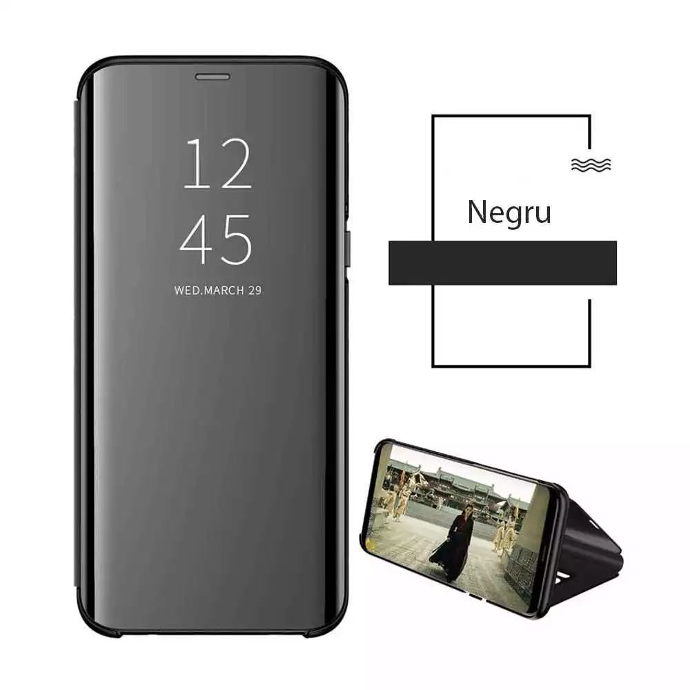 Husa Huawei P30 Lite Tip Carte Clear View Negru [4]