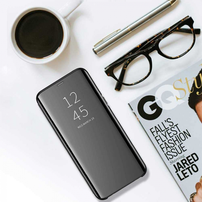 Husa Huawei P40 Flip Oglinda Negru Tip Carte Clear View [5]
