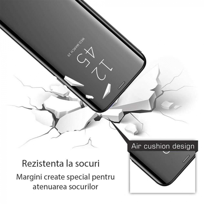 Husa Huawei P40 Flip Oglinda Negru Tip Carte Clear View [3]