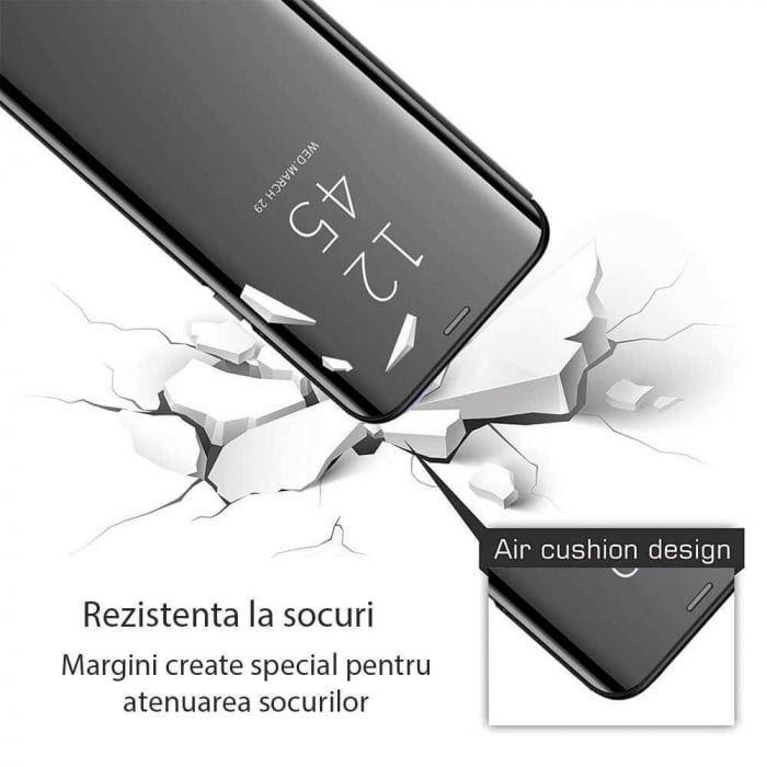 Husa Huawei Y6P 2020 Clear View Flip Standing Cover (Oglinda) Negru [2]