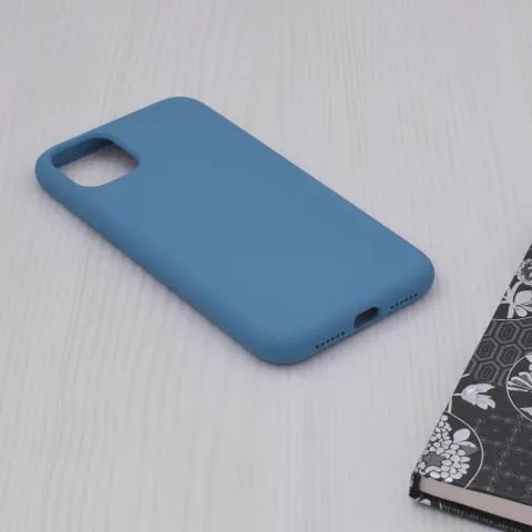 Husa iPhone 11 Pro Max Silicon Albastru Slim Mat cu Microfibra SoftEdge [4]